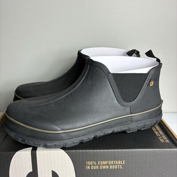 BOGS Mens Digger Slip On Work Boots US 13 EU 46 Black Round Toe Waterproof NIB - Picture 2 of 10